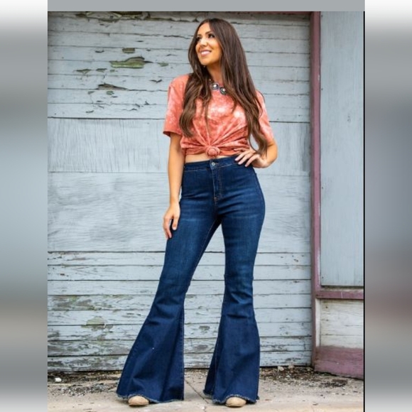 Haute Hippie Extra Flared  Leg Jeans In deep dark blue - Picture 1 of 13